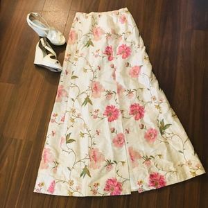 Paule Vasseur A-line Silk Embroidered Maxi Skirt